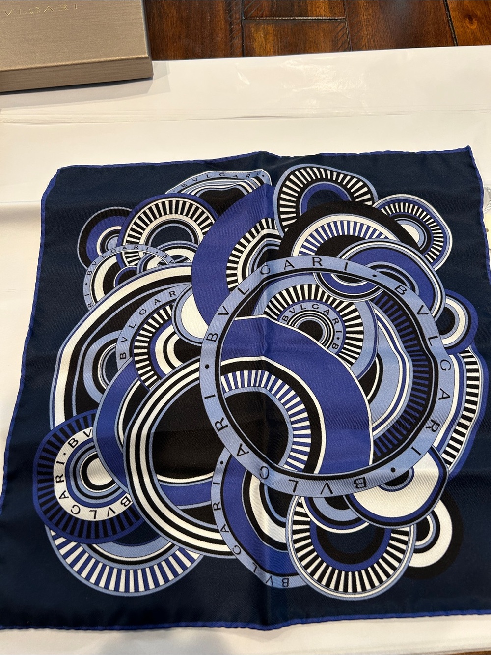 Bvlgari Blue Graphic Silk Scarf